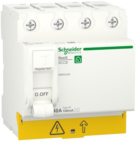 Выключатель дифференциального тока УЗО Schneider Electric Resi9 4п 63А 100мА 6кА тип AC  картинка